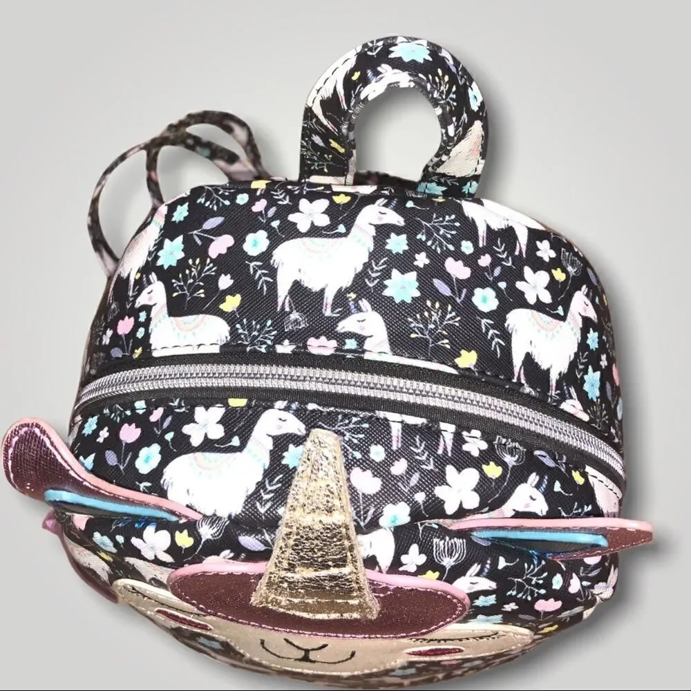 Faux Leather Unicorn Lama Small Backpack